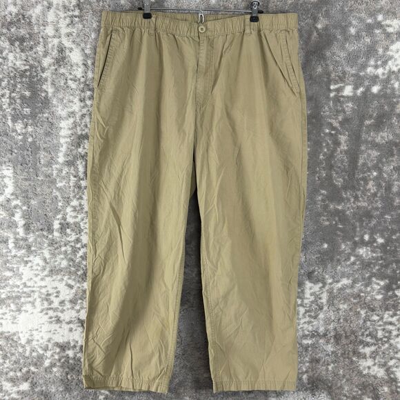 Orton Brothers Sz XL Ankle 100% Cotton Flat Front Pants Khaki Button Zip Casual - Picture 1 of 12